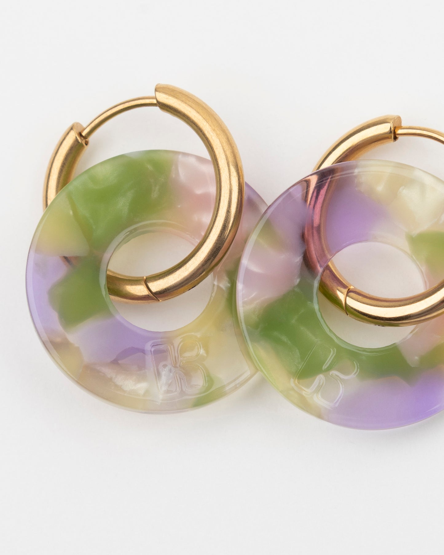 Boucles d'oreilles DONUTS - Vert et lavande -